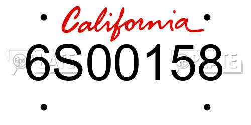 6S00158 California License Plate