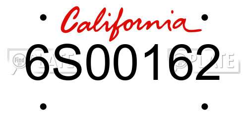 6S00162 California License Plate