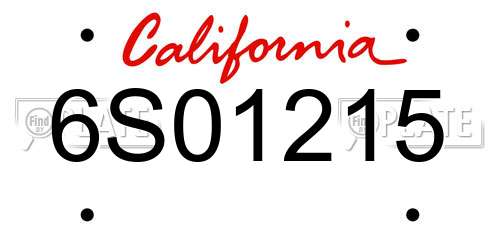 6S01215 California License Plate