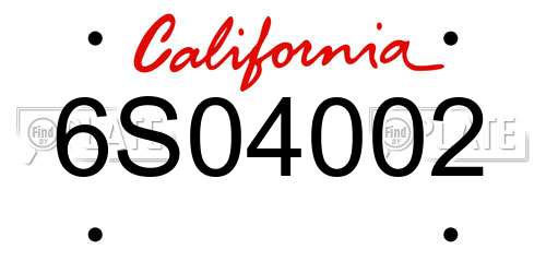 6S04002 California License Plate