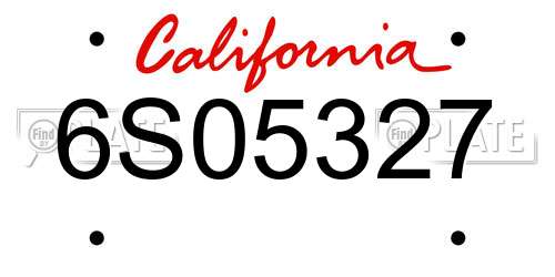 6S05327 California License Plate