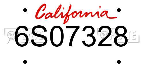 6S07328 California License Plate