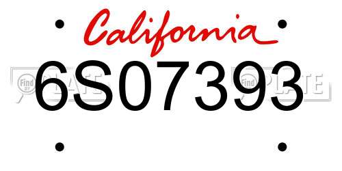 6S07393 California License Plate