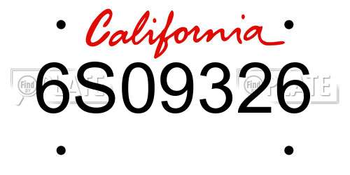 6S09326 California License Plate