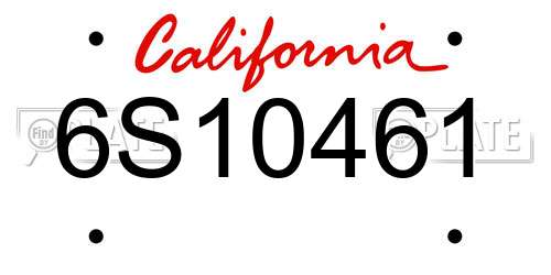 6S10461 California License Plate