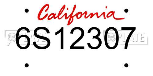 6S12307 California License Plate