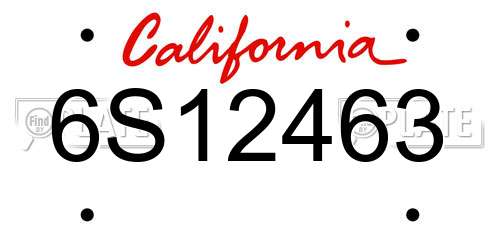 6S12463 California License Plate