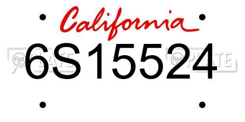 6S15524 California License Plate
