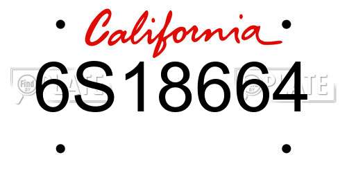 6S18664 California License Plate