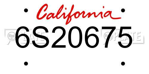 6S20675 California License Plate
