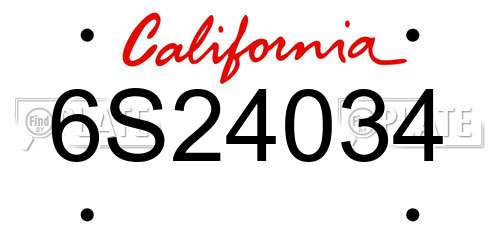 6S24034 California License Plate