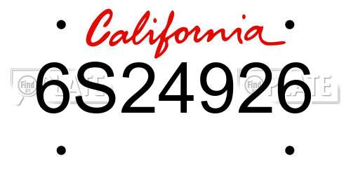 6S24926 California License Plate