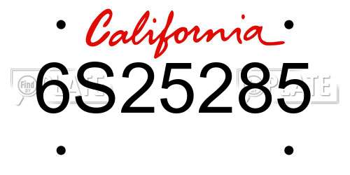 6S25285 California License Plate