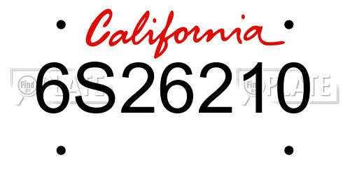 6S26210 California License Plate
