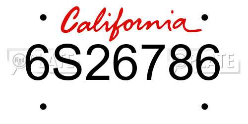 6S26786 California License Plate