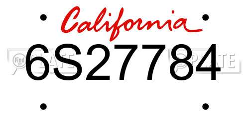 6S27784 California License Plate