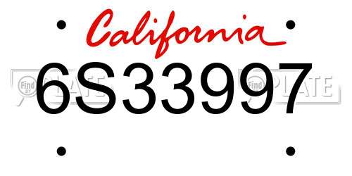 6S33997 California License Plate