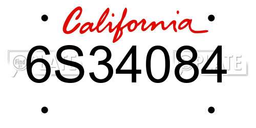 6S34084 California License Plate