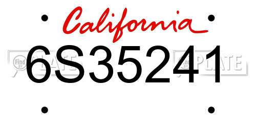 6S35241 California License Plate