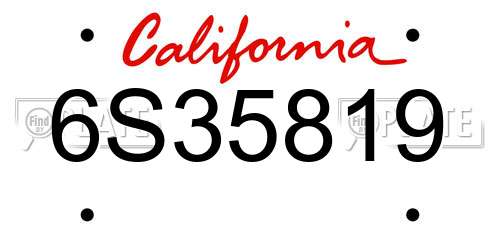 6S35819 California License Plate