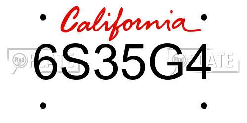 6S35G4 California License Plate