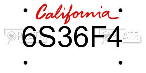 6S36F4 California License Plate