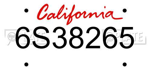 6S38265 California License Plate