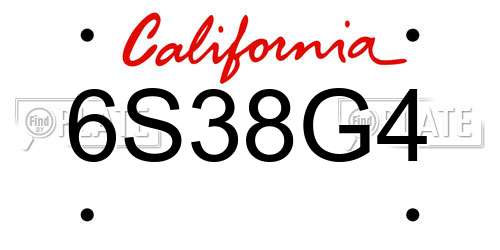 6S38G4 California License Plate