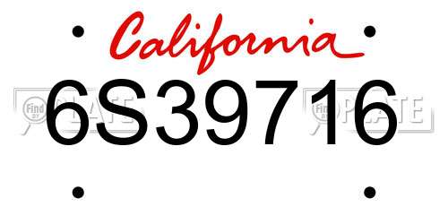 6S39716 California License Plate