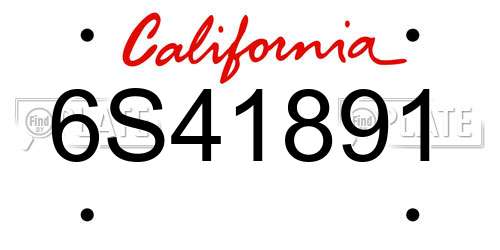 6S41891 California License Plate