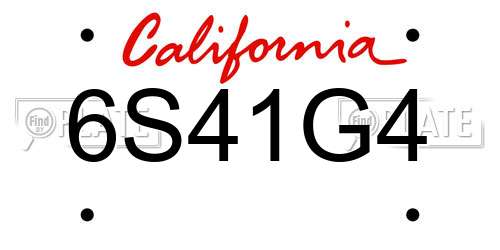 6S41G4 California License Plate