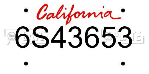 6S43653 California License Plate