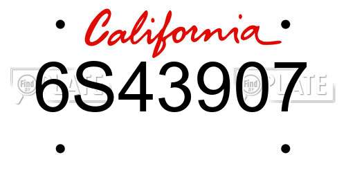 6S43907 California License Plate