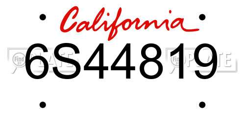 6S44819 California License Plate