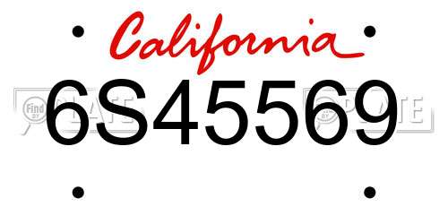 6S45569 California License Plate
