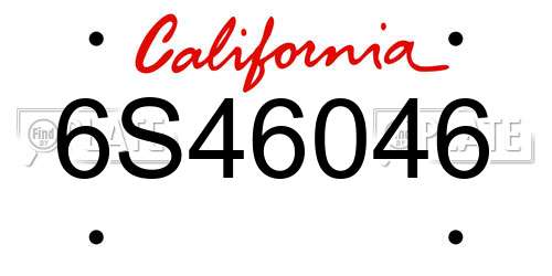 6S46046 California License Plate