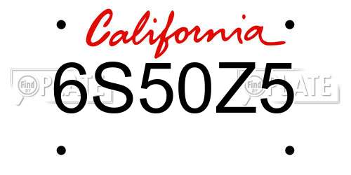6S50Z5 California License Plate