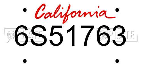 6S51763 California License Plate