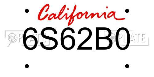 6S62B0 California License Plate