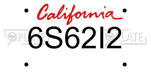 6S62I2 California License Plate