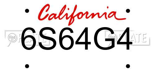 6S64G4 California License Plate