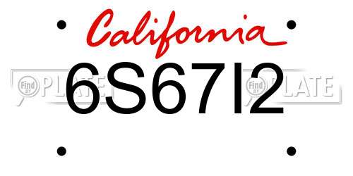 6S67I2 California License Plate