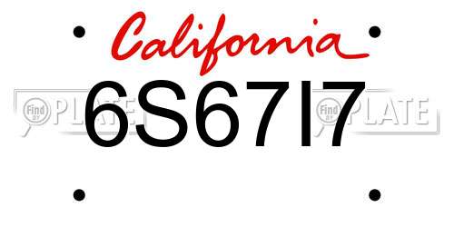 6S67I7 California License Plate
