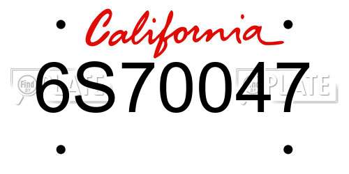 6S70047 California License Plate