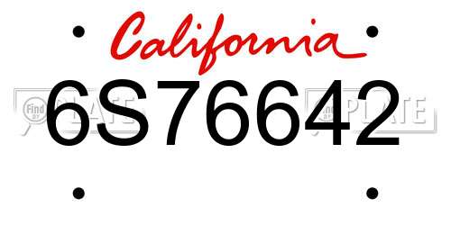 6S76642 California License Plate