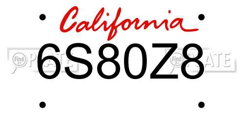 6S80Z8 California License Plate