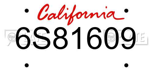 6S81609 California License Plate