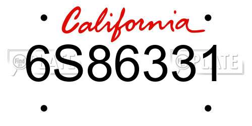 6S86331 California License Plate