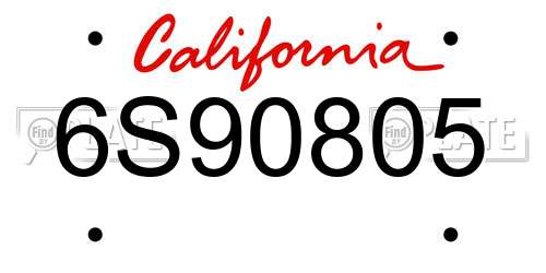 6S90805 California License Plate