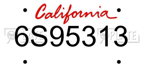 6S95313 California License Plate